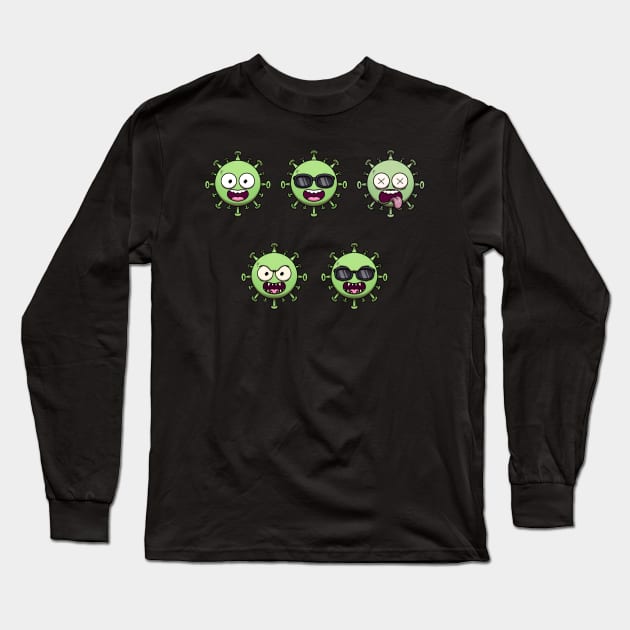 Funny Corona Virus Characters Long Sleeve T-Shirt by TheMaskedTooner